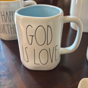 Rae Dunn White Ceramic Mug with Blue Interior - Inspirational Design